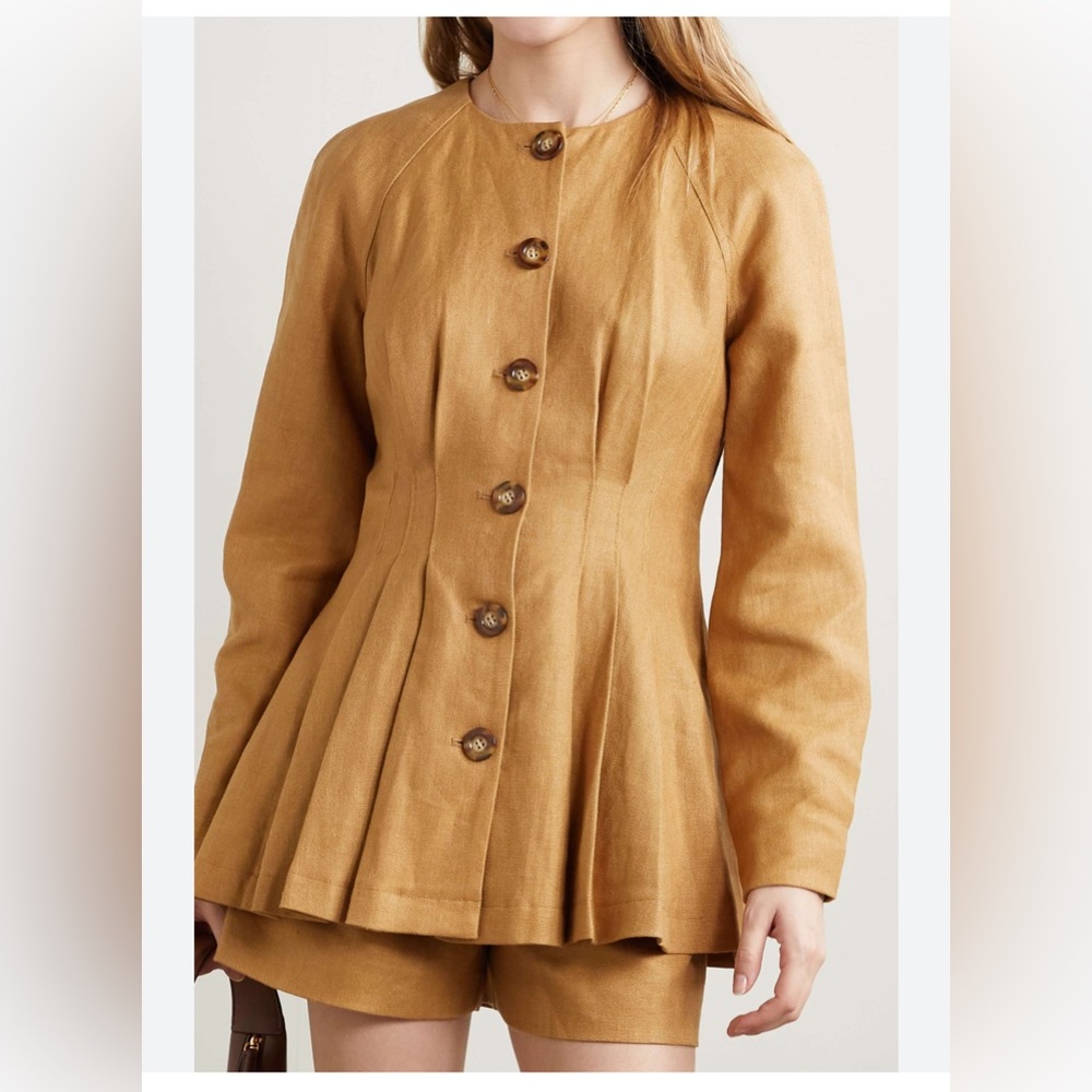 NWOT Veronica Beard Brio Linen Jacket in Camel Size XL- 16 LIKE NEW!